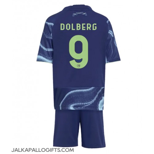 Ajax Kasper Dolberg #9 Vieras Peliasu Lasten 2025-26 Lyhythihainen (+ Lyhyet housut)